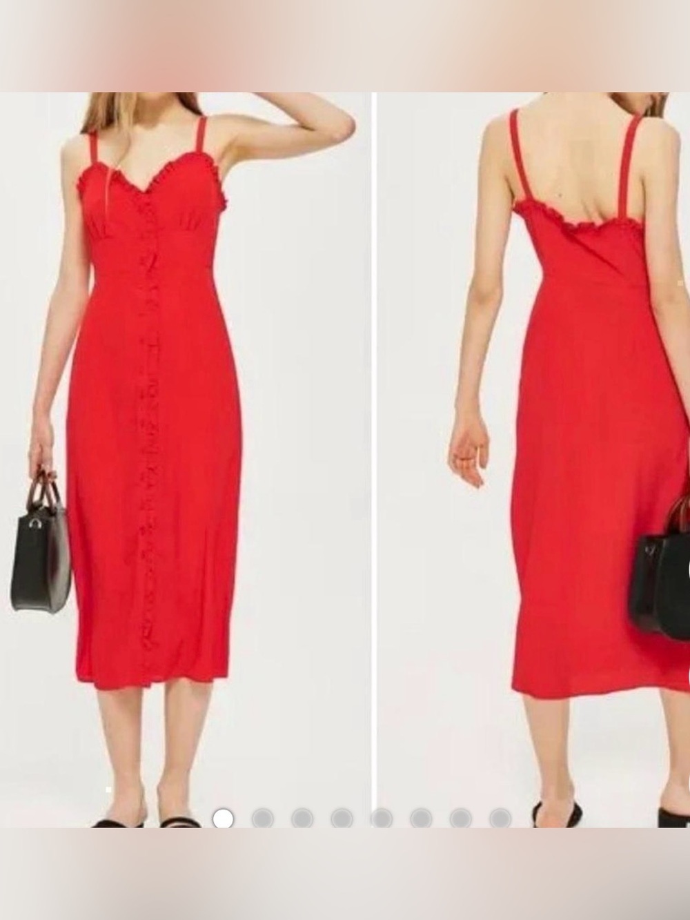 Top Shop Red Ruffle Trim Dress Womens size 2